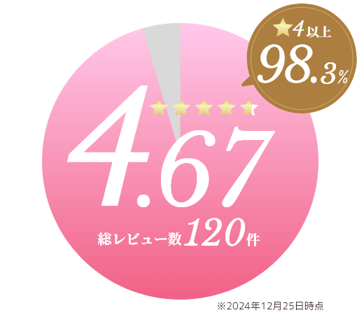 星4.67、星4以上98.3%、総レビュー数120件※2024年12月25日時点